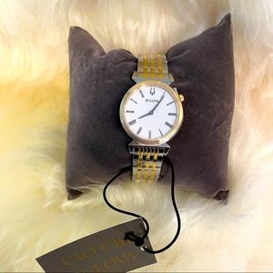 NWT & Box Bulova Classic Ladies Watch Two-Tone Stainless Sapphire Crystal